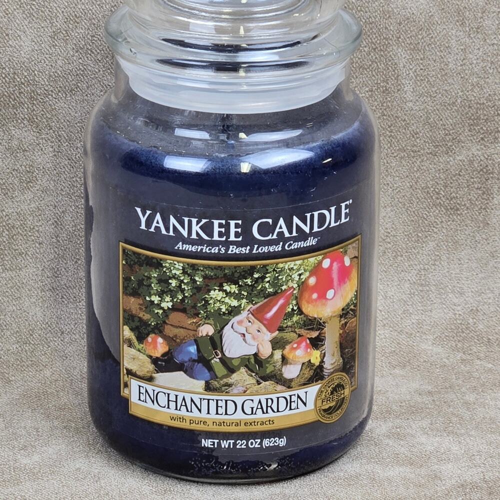 New Yankee Candle Enchanted Garden Large Jar Candle NEW 22oz Garden Gnome Fresh